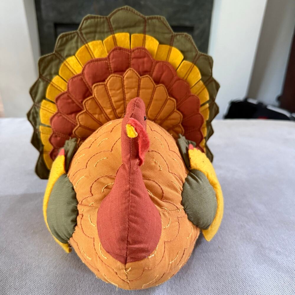 Thanksgiving Turkey Fabric Plush Tabletop Fall Harvest Decor 11"